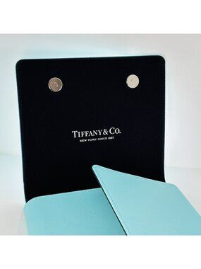 Tiffany Blue Leather Folding Necklace Presentation Blue Gift Storage Pouch